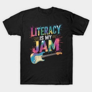 LITERACY IS MY JAM Teacher Library Reading T-Shirt